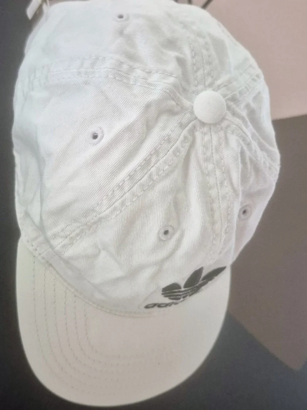 Adidas Baseball Hat Cap, White w/ Black Logo, One Size, Adjustable